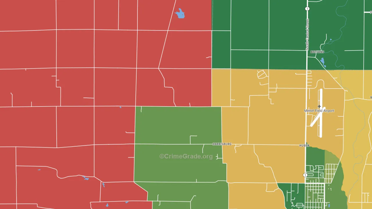 Harrisburg, IN Map of Vehicle Theft Rates