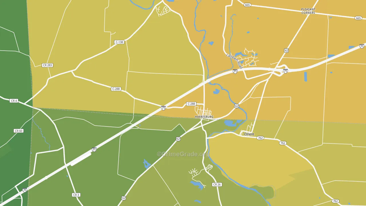 Harrisburg, OH Map of Vehicle Theft Rates
