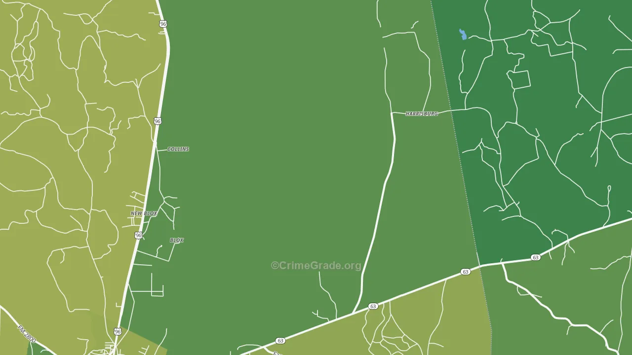 Harrisburg, TX Map of Vehicle Theft Rates