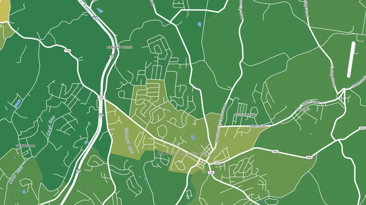 Harrison City, PA Map of Vehicle Theft Rates