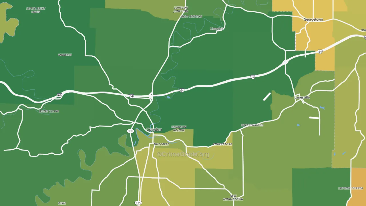 Harrison County, IN Map of Vehicle Theft Rates