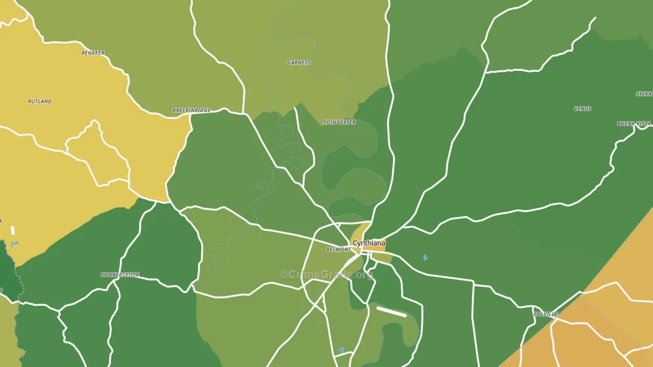 Harrison County, KY Map of Vehicle Theft Rates