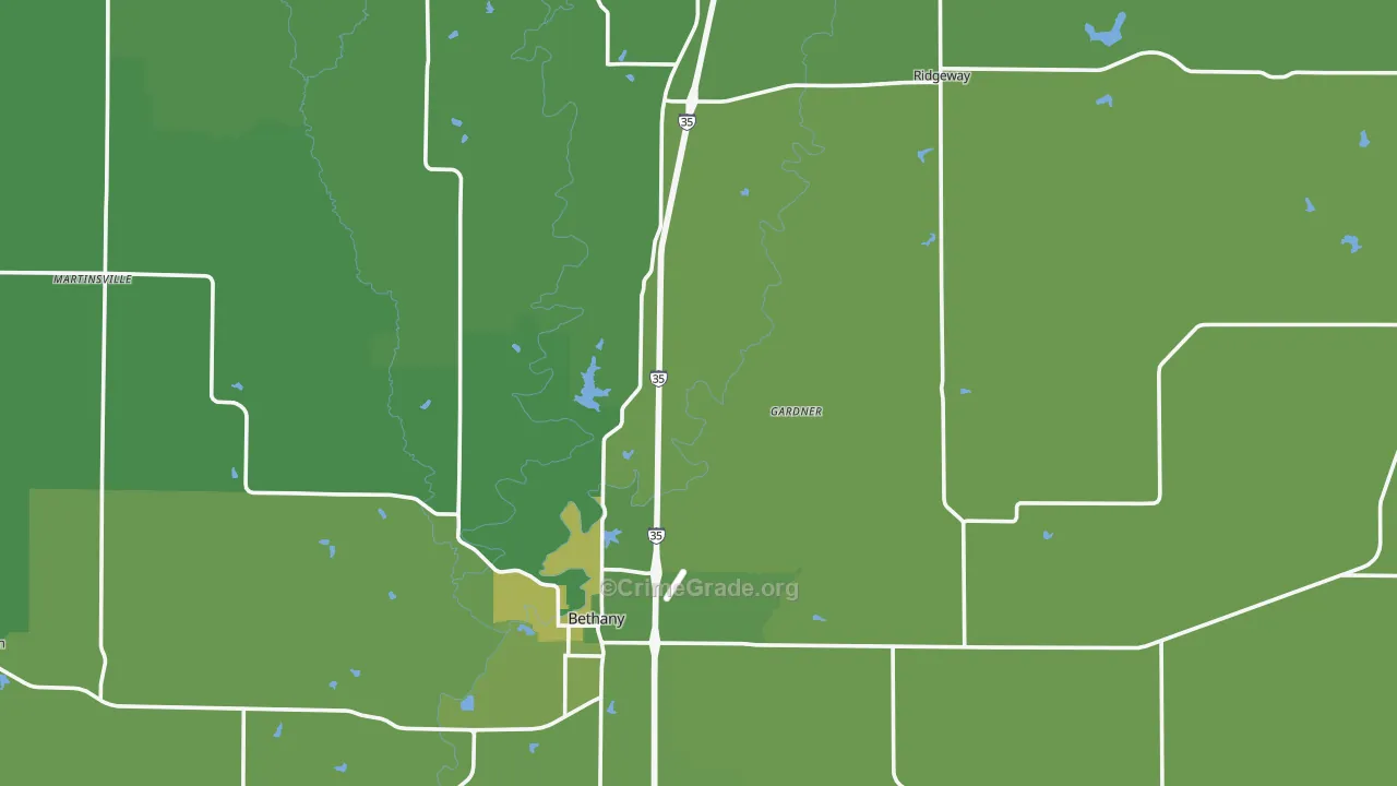 Harrison County, MO Map of Vehicle Theft Rates