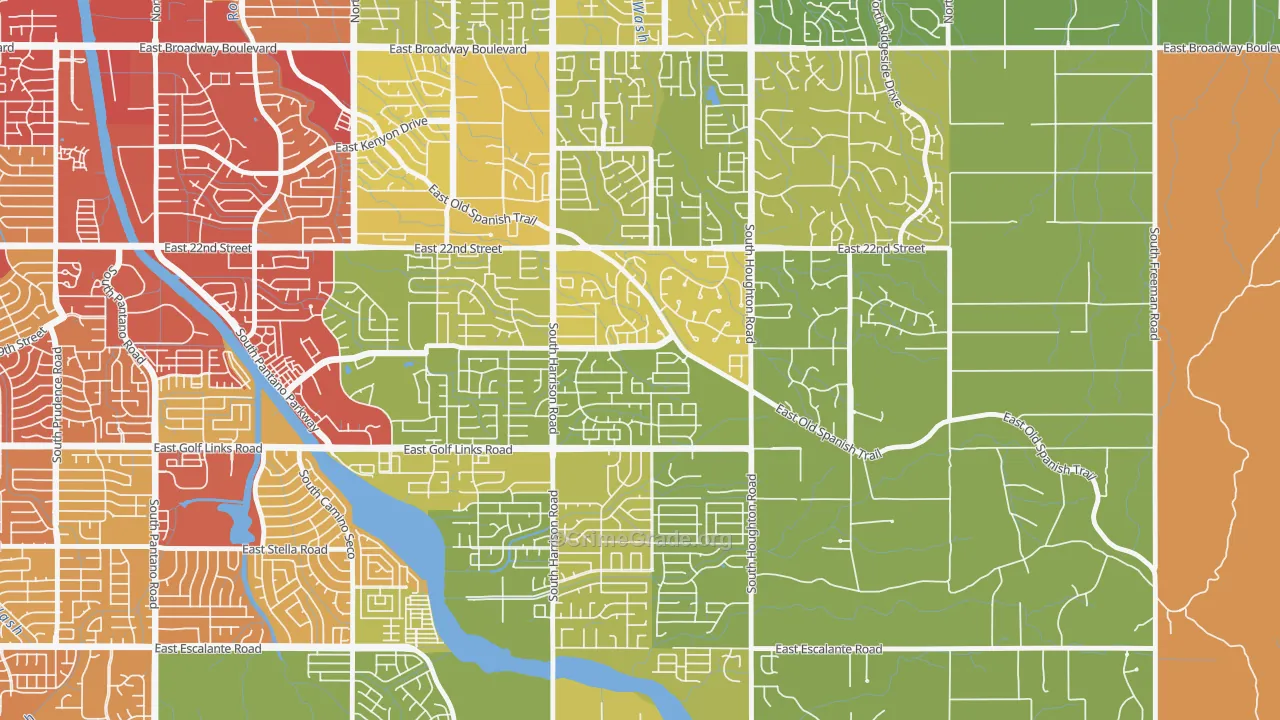 Harrison East-South, Tucson, AZ Map of Vehicle Theft Rates