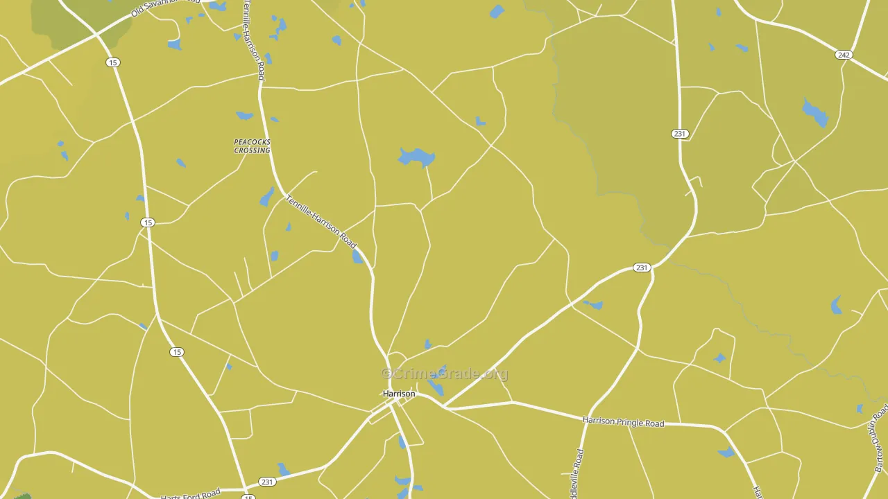 Harrison, GA Map of Vehicle Theft Rates