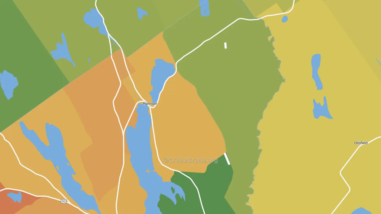 Harrison, ME Map of Vehicle Theft Rates