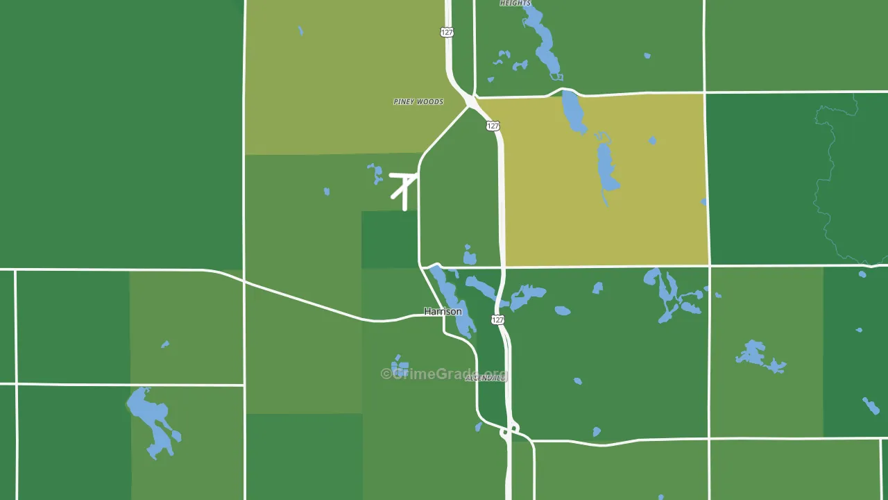Harrison, MI Map of Vehicle Theft Rates