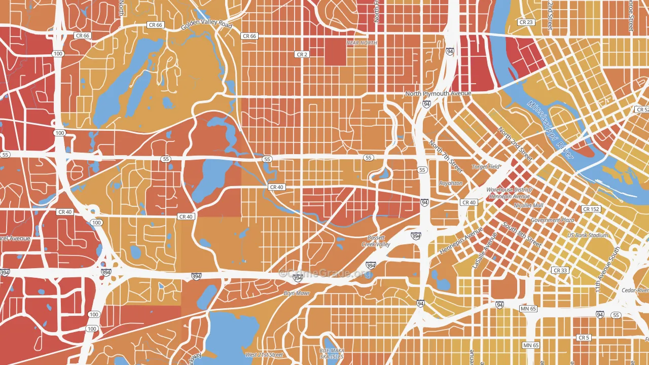 Harrison, Minneapolis, MN Map of Vehicle Theft Rates