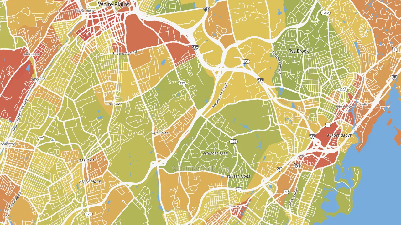 Harrison, NY Map of Vehicle Theft Rates