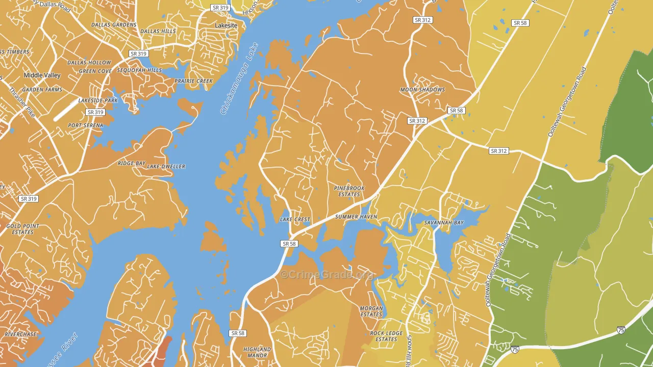 Harrison, TN Map of Vehicle Theft Rates
