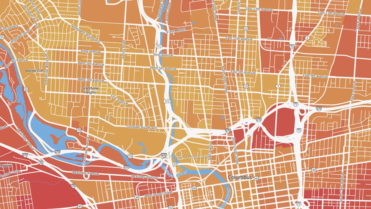 Harrison West, Columbus, OH Map of Vehicle Theft Rates