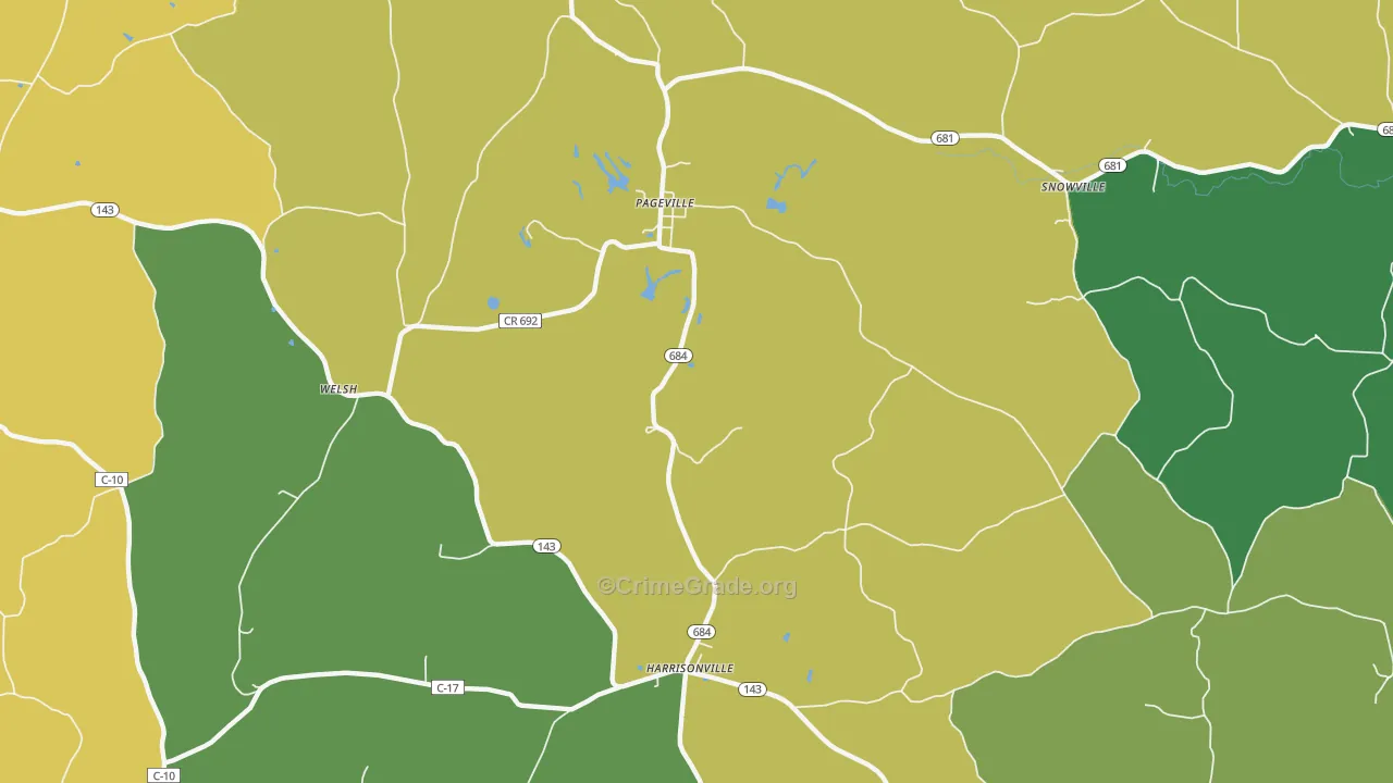 Harrisonville, OH Map of Vehicle Theft Rates