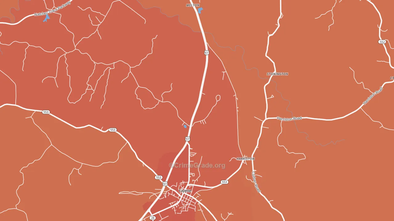 Harriston, MS Map of Vehicle Theft Rates