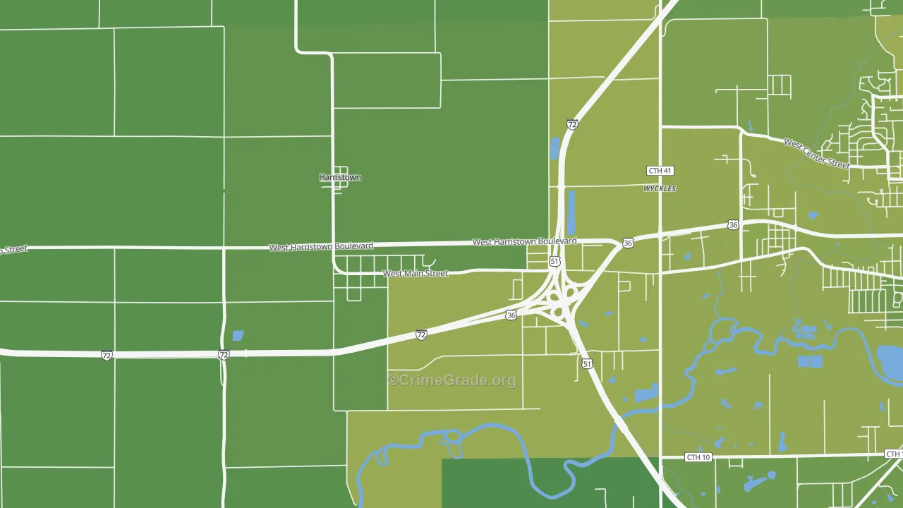 Harristown, IL Map of Vehicle Theft Rates