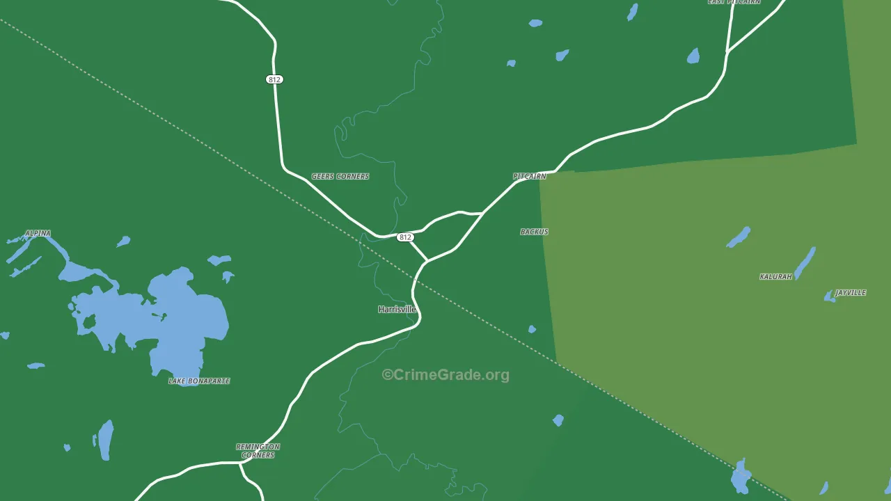 Harrisville, NY Map of Vehicle Theft Rates