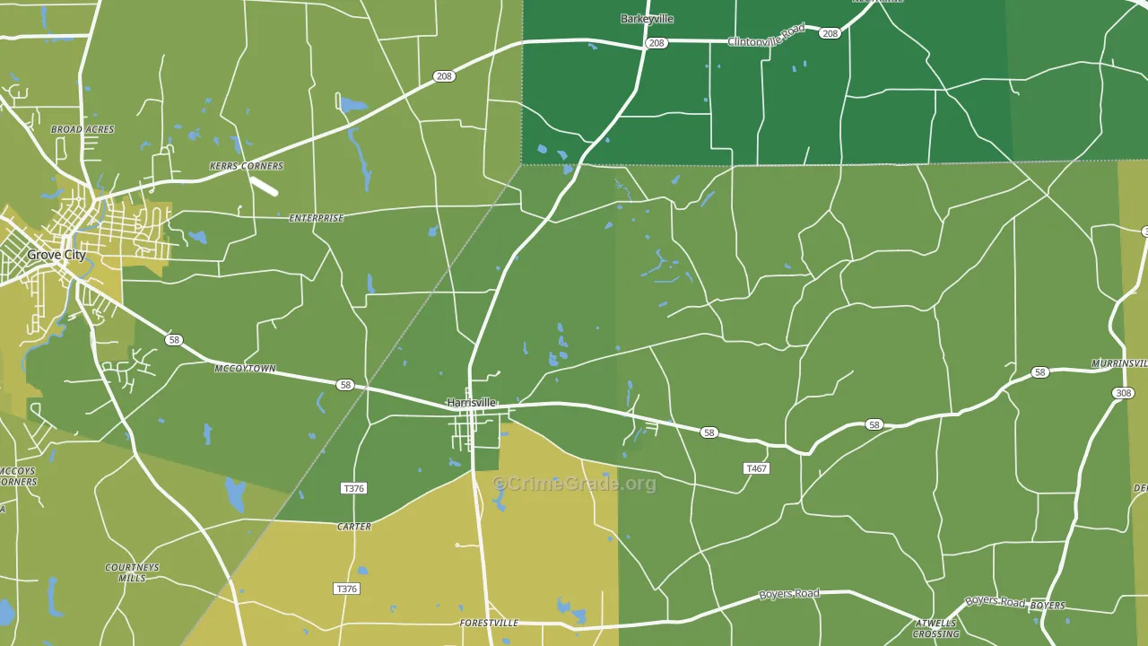 Harrisville, PA Map of Vehicle Theft Rates