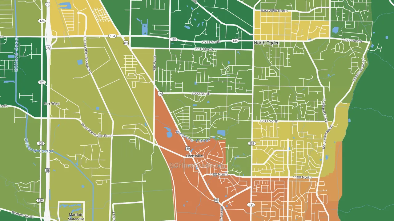 Harrisville, UT Map of Vehicle Theft Rates