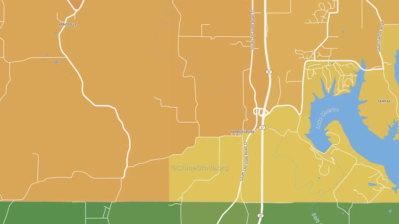 Harrodsburg, IN Map of Vehicle Theft Rates