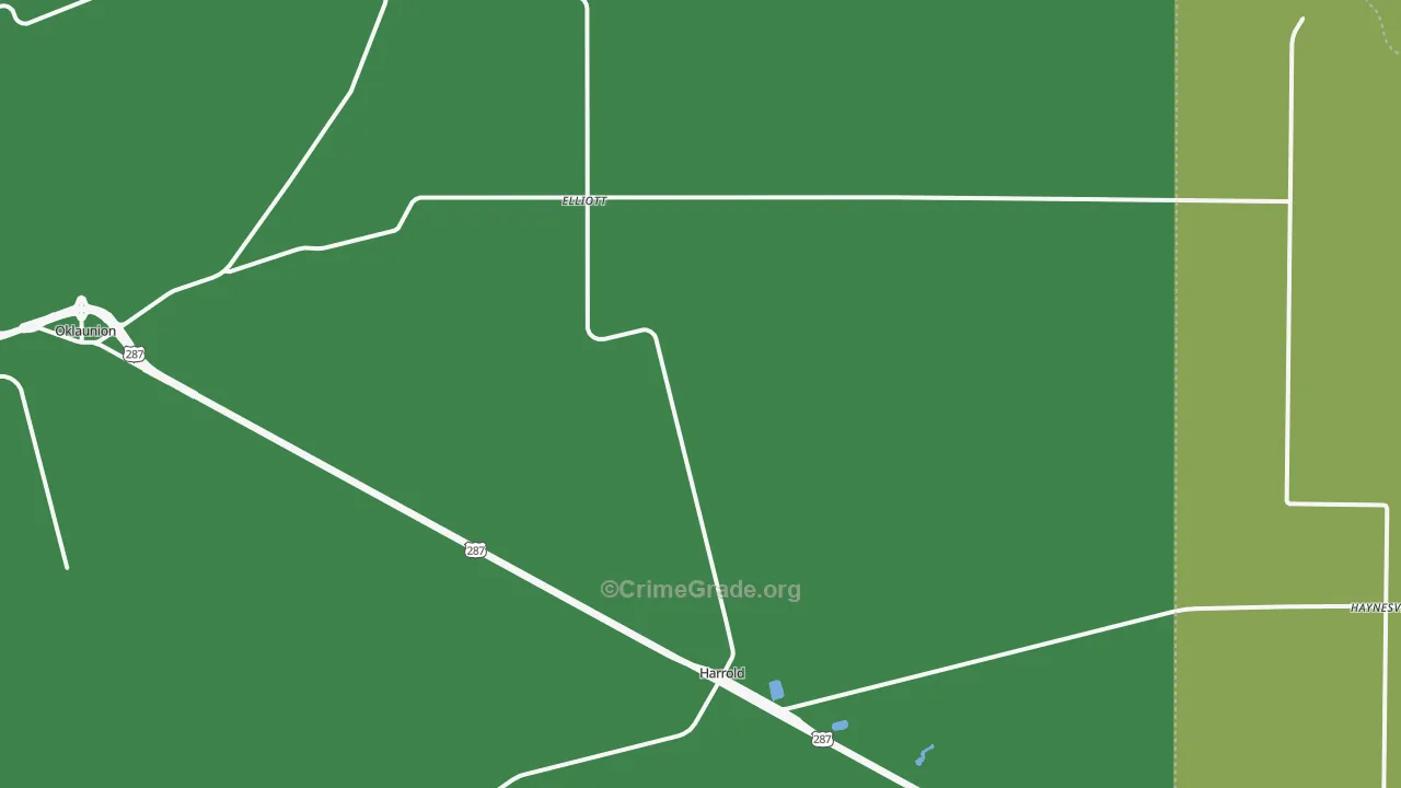 Harrold, TX Map of Vehicle Theft Rates