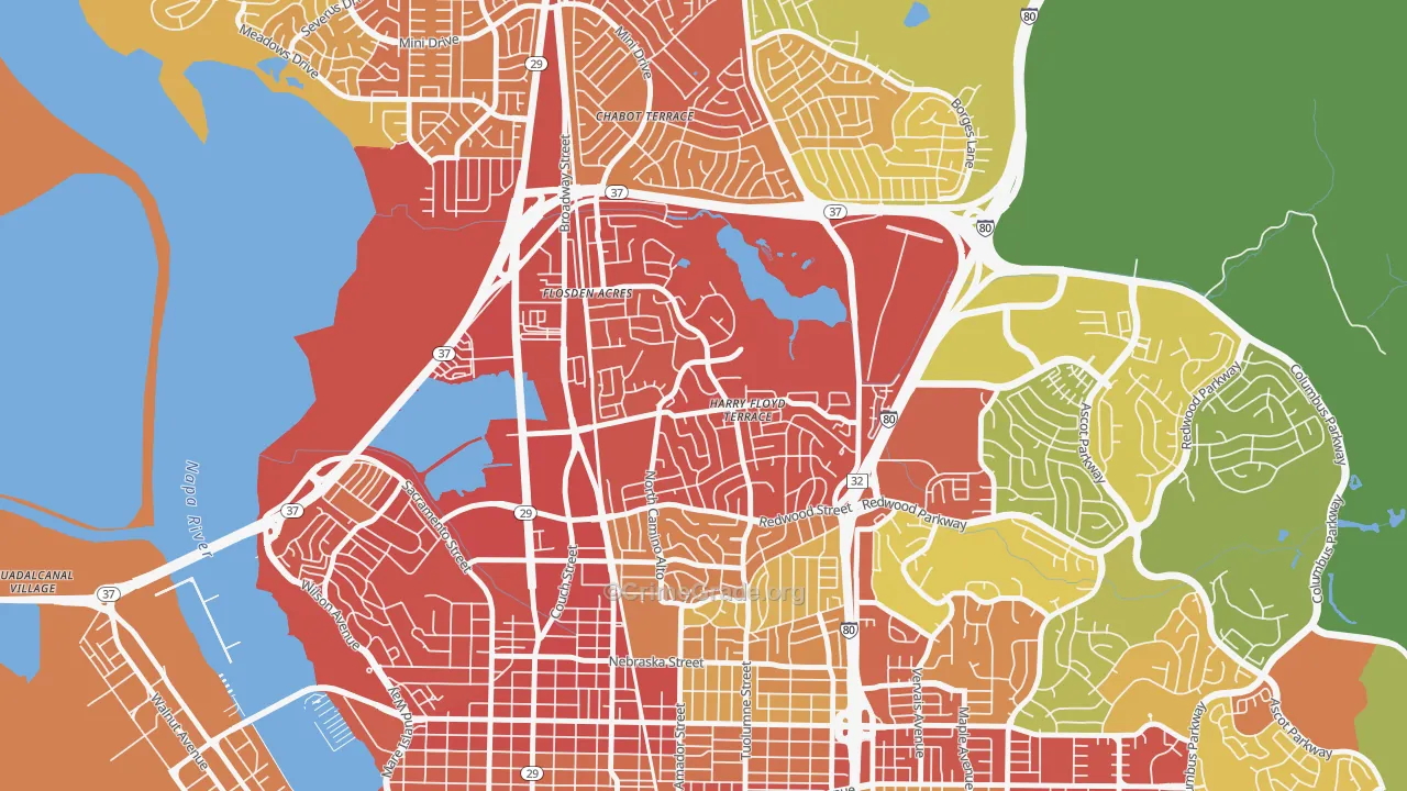 Harry Floyd Terrace, Vallejo, CA Map of Vehicle Theft Rates