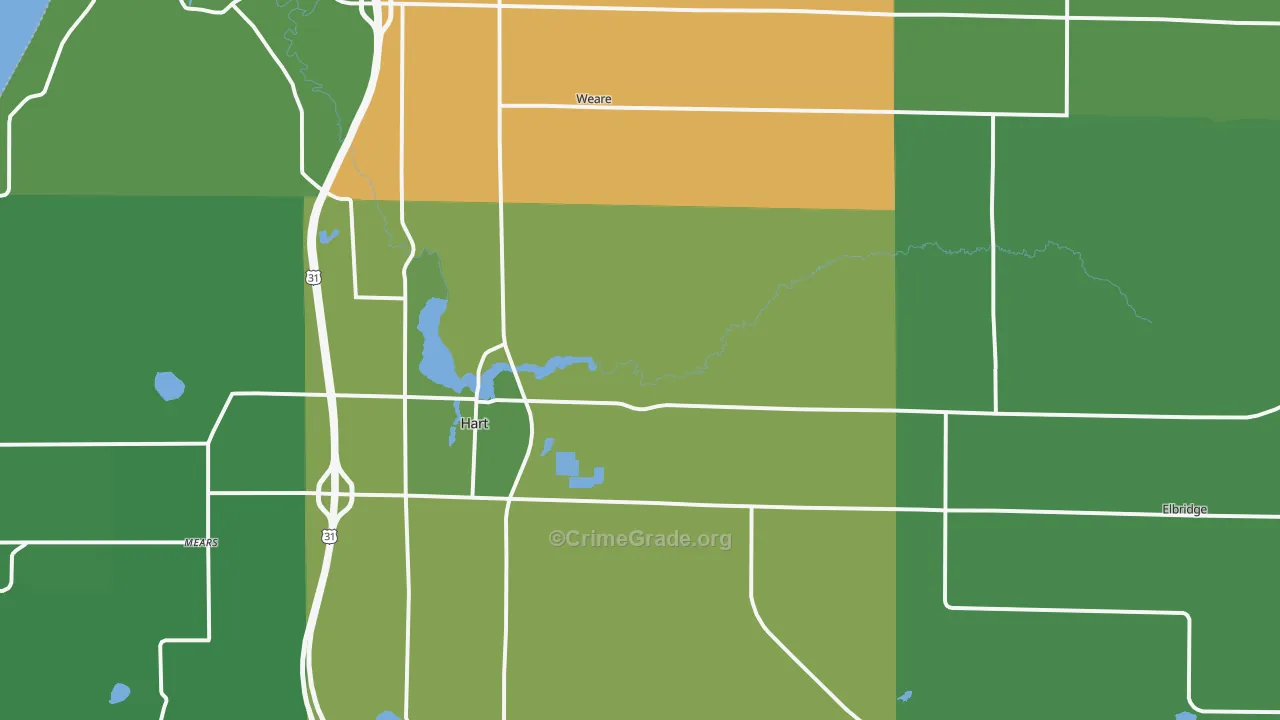 Hart, MI Map of Vehicle Theft Rates