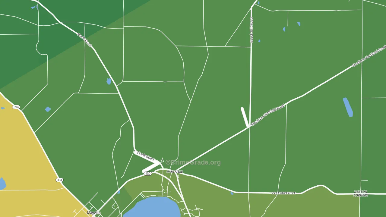 Hartfield, NY Map of Vehicle Theft Rates