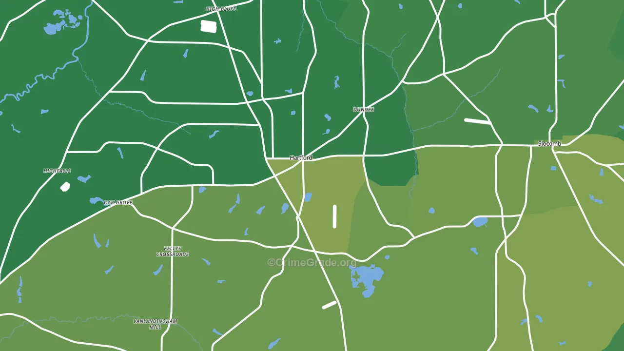 Hartford, AL Map of Vehicle Theft Rates