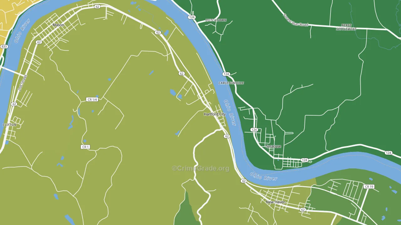 Hartford City, WV Map of Vehicle Theft Rates