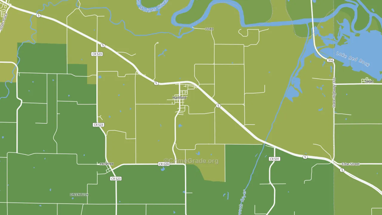 Hartford, IA Map of Vehicle Theft Rates