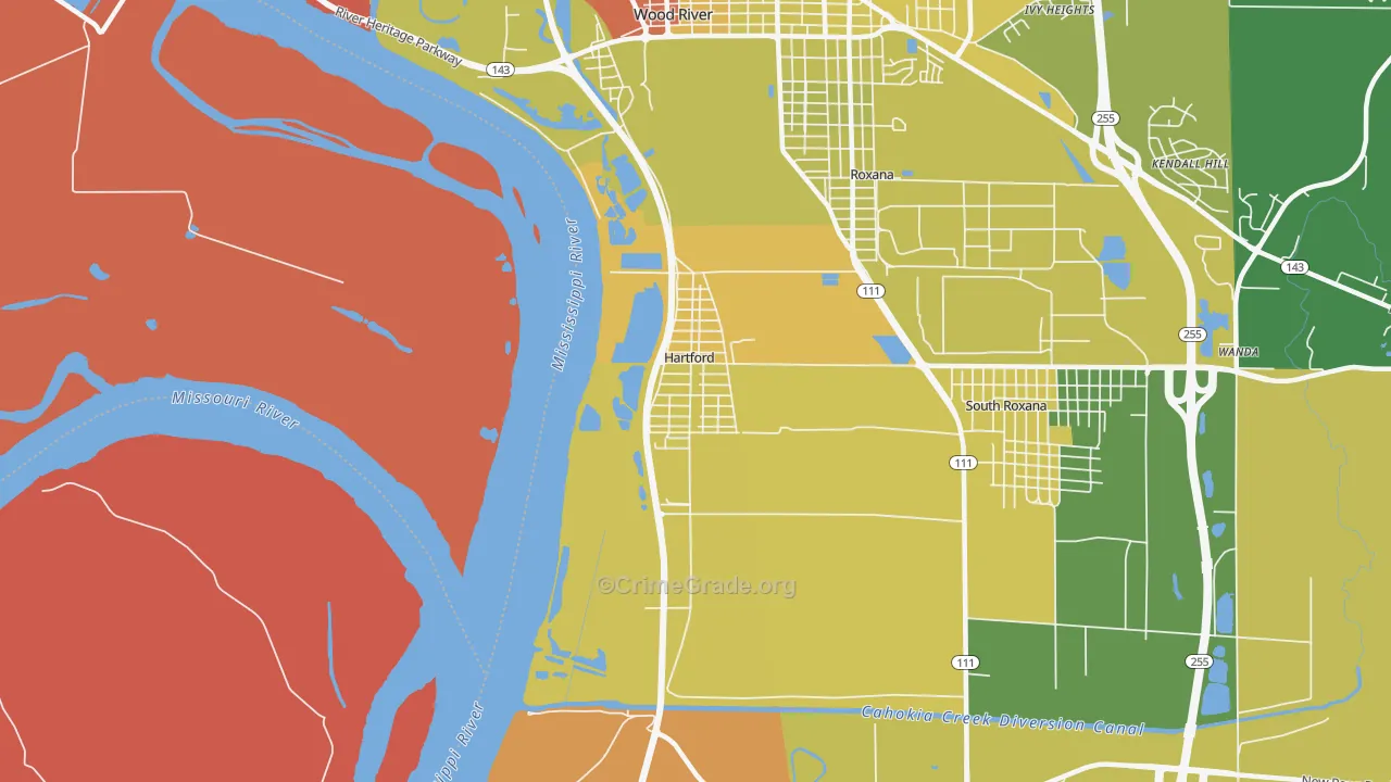 Hartford, IL Map of Vehicle Theft Rates