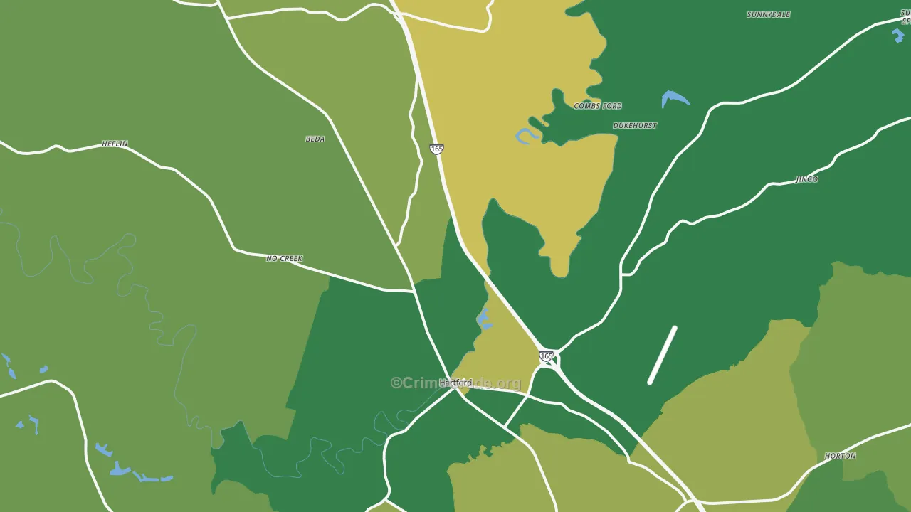 Hartford, KY Map of Vehicle Theft Rates