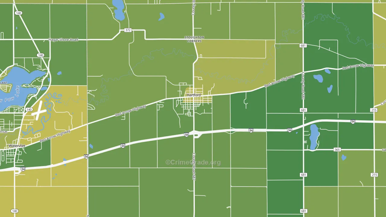 Hartford, MI Map of Vehicle Theft Rates