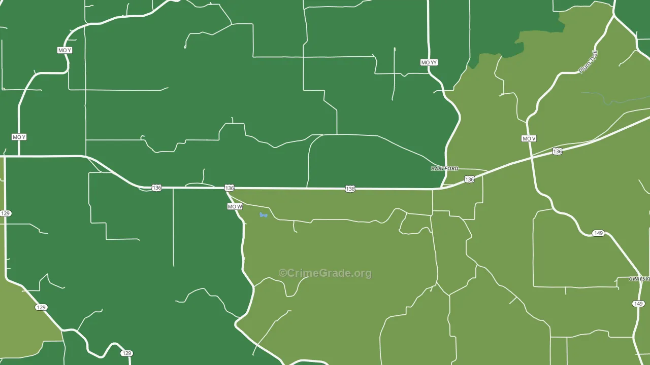 Hartford, MO Map of Vehicle Theft Rates