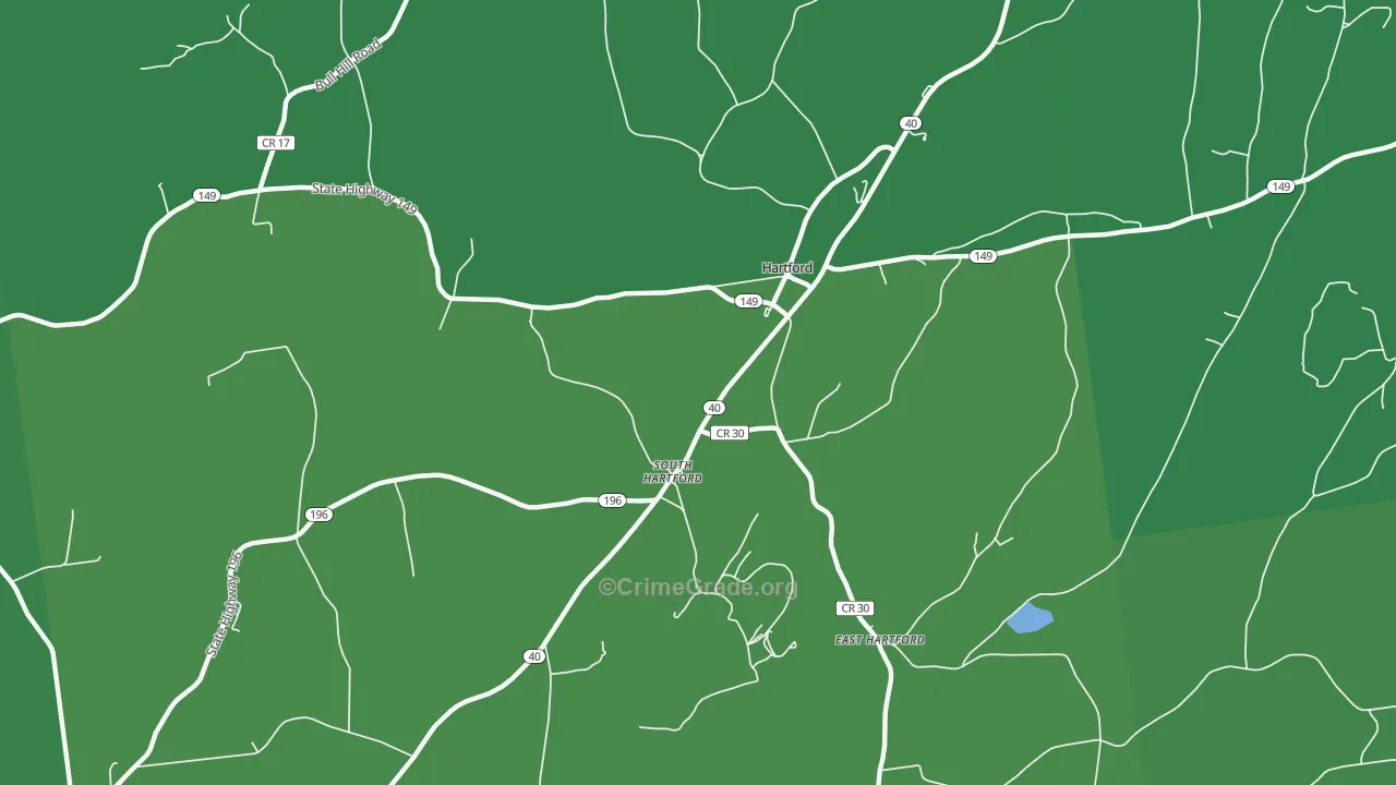 Hartford, NY Map of Vehicle Theft Rates