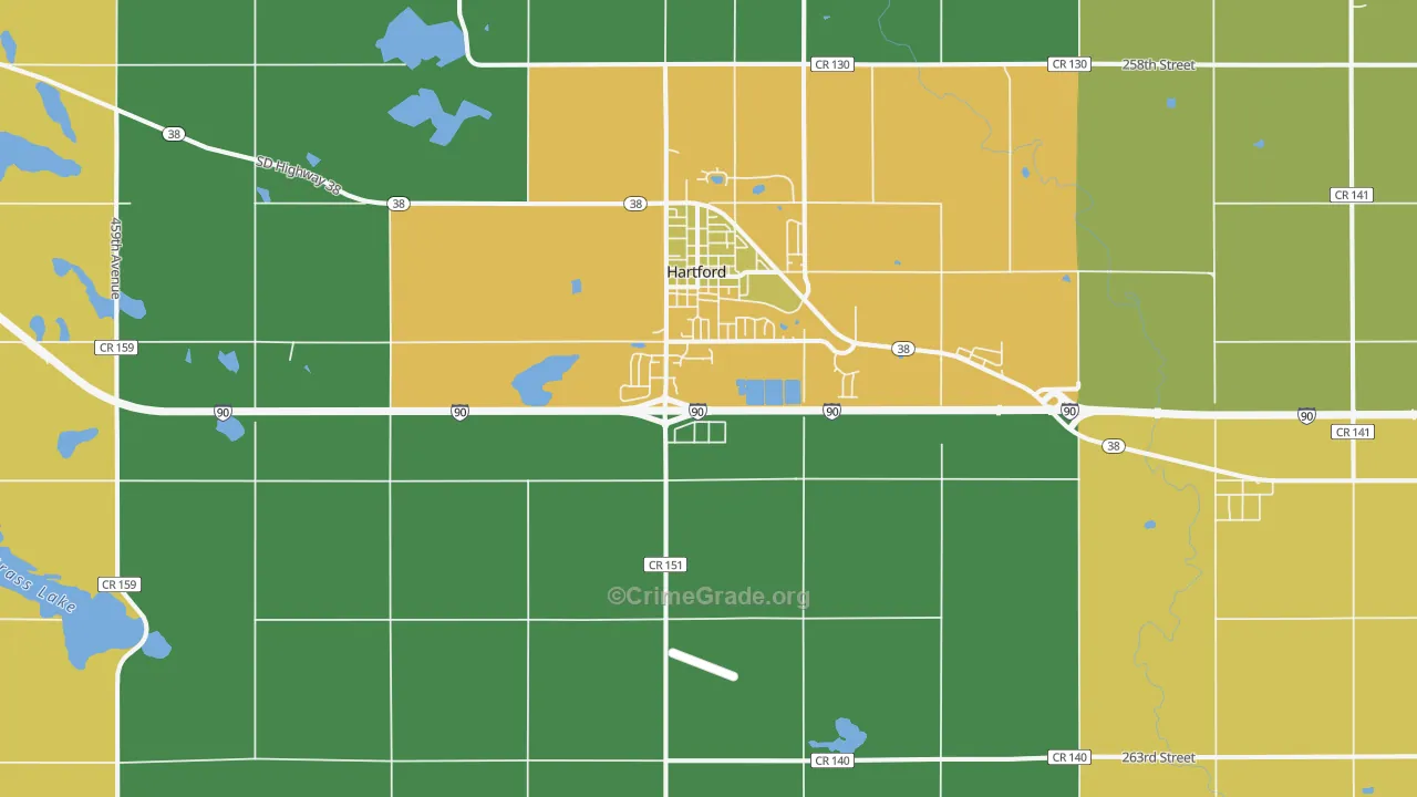 Hartford, SD Map of Vehicle Theft Rates