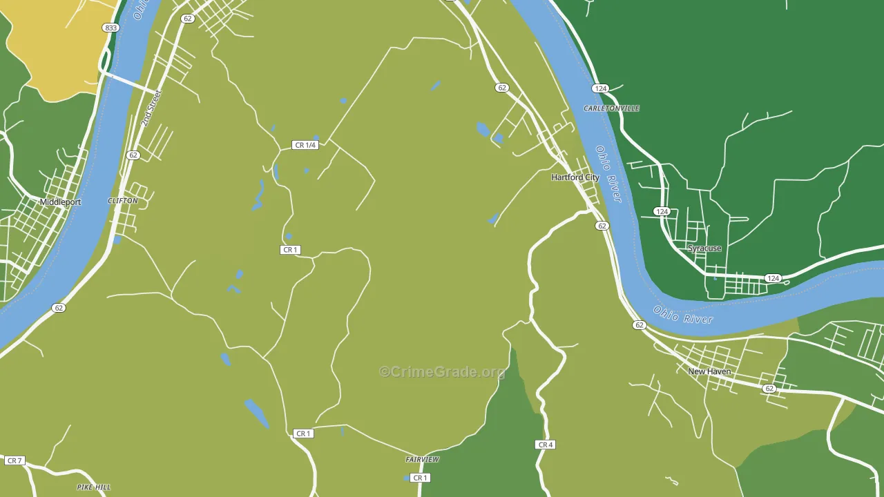Hartford, WV Map of Vehicle Theft Rates