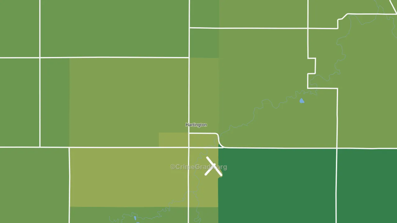 Hartington, NE Map of Vehicle Theft Rates