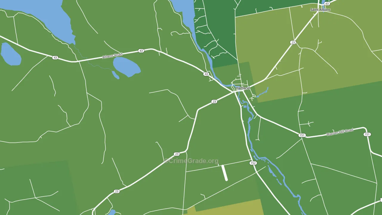 Hartland, ME Map of Vehicle Theft Rates