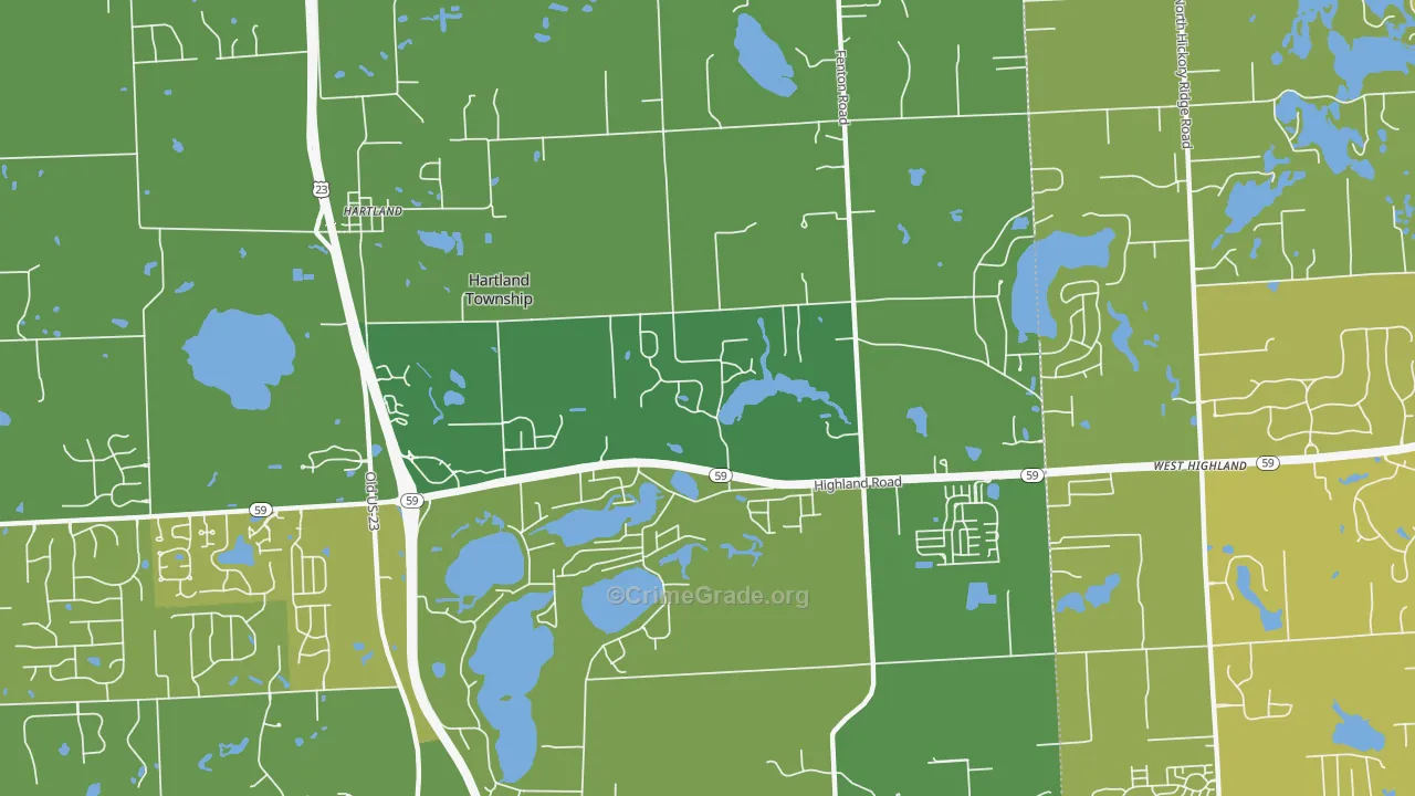 Hartland, MI Map of Vehicle Theft Rates