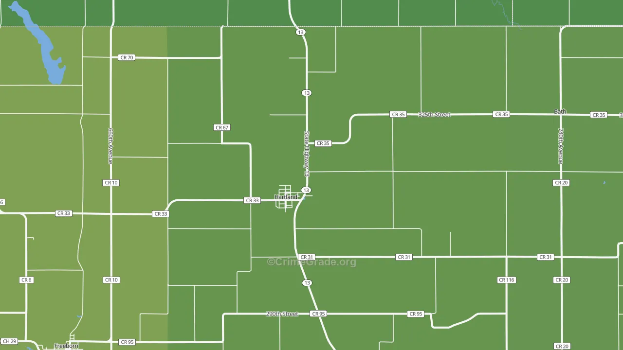 Hartland, MN Map of Vehicle Theft Rates