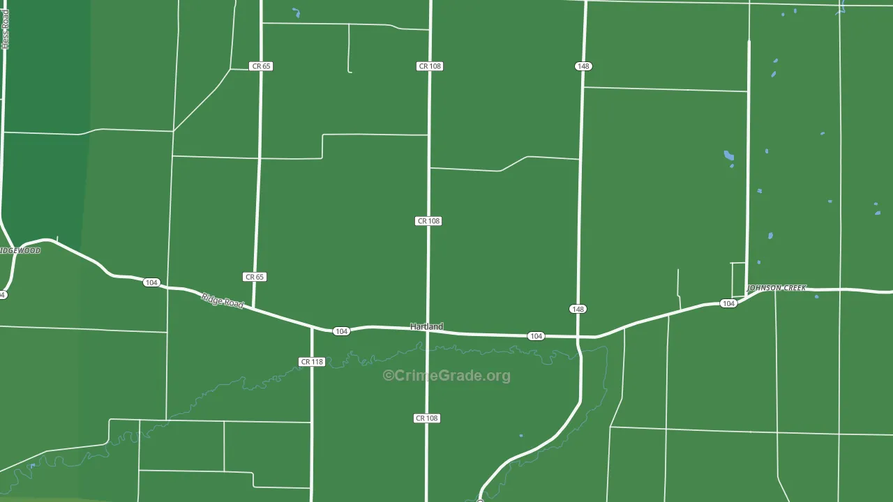 Hartland, NY Map of Vehicle Theft Rates