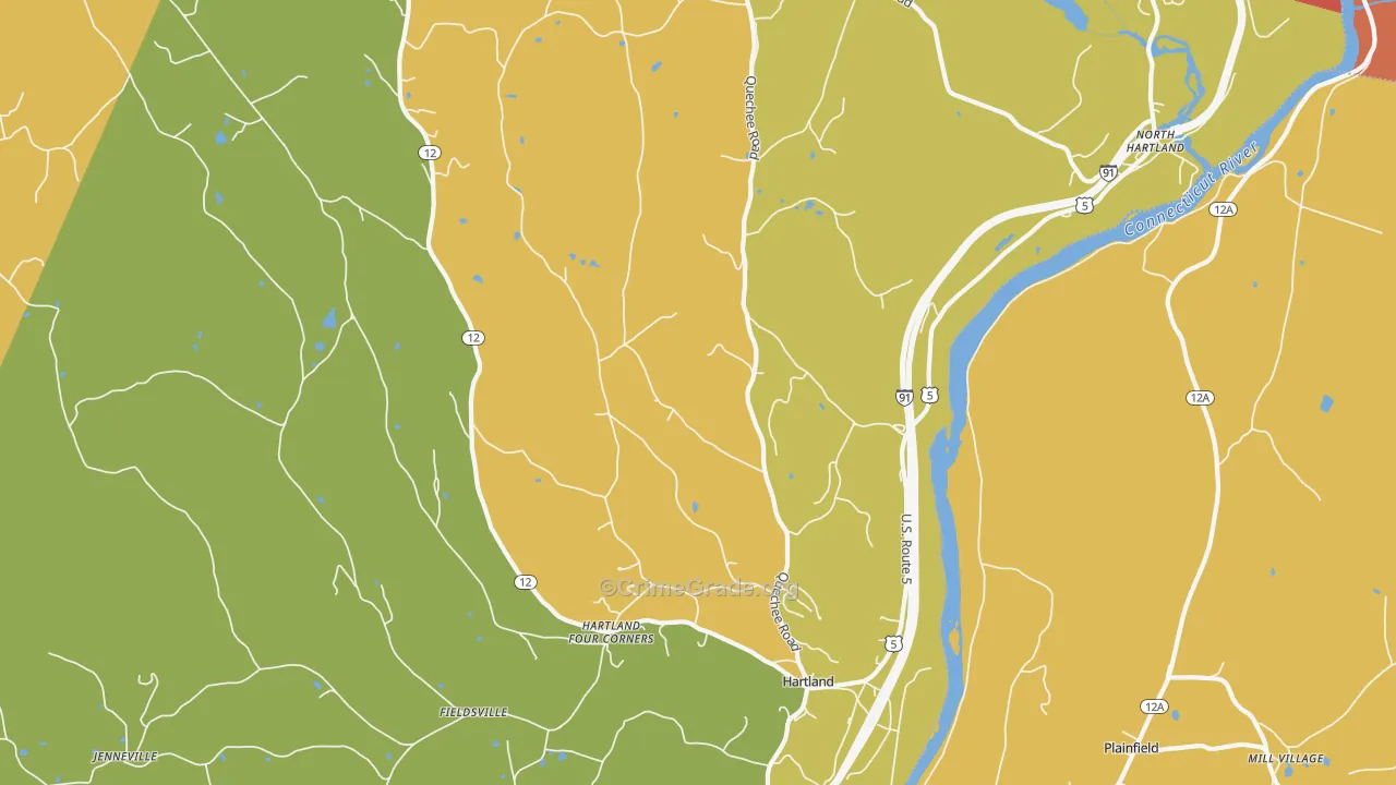 Hartland, VT Map of Vehicle Theft Rates