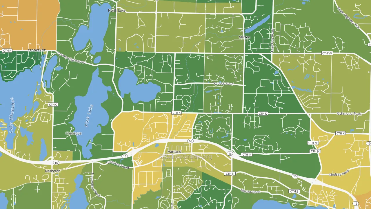 Hartland, WI Map of Vehicle Theft Rates