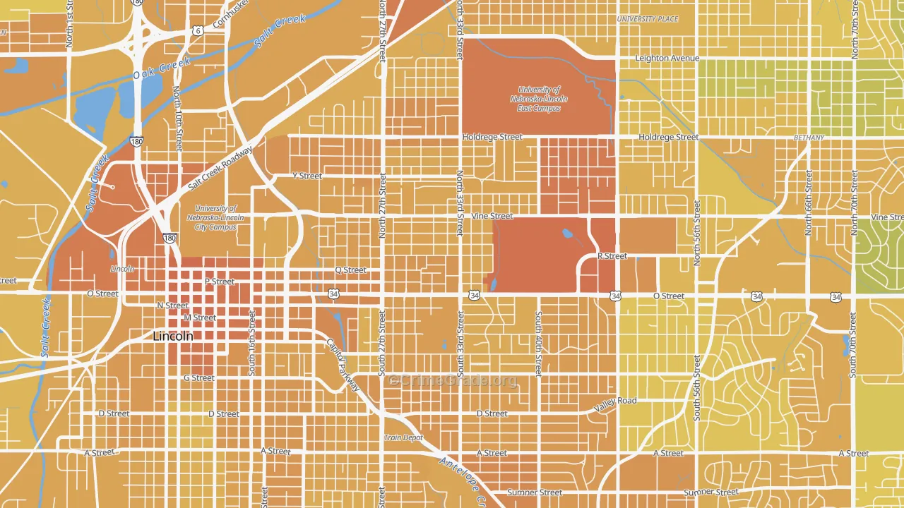Hartley, Lincoln, NE Map of Vehicle Theft Rates