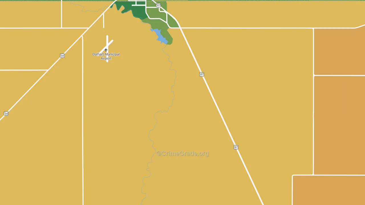 Hartley, TX Map of Vehicle Theft Rates