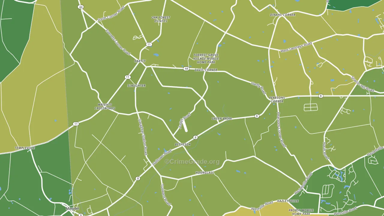Hartly, DE Map of Vehicle Theft Rates