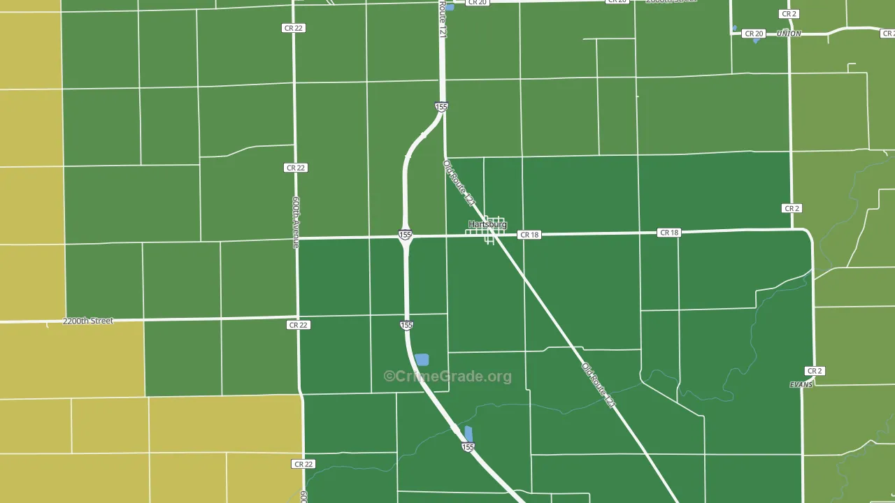 Hartsburg, IL Map of Vehicle Theft Rates