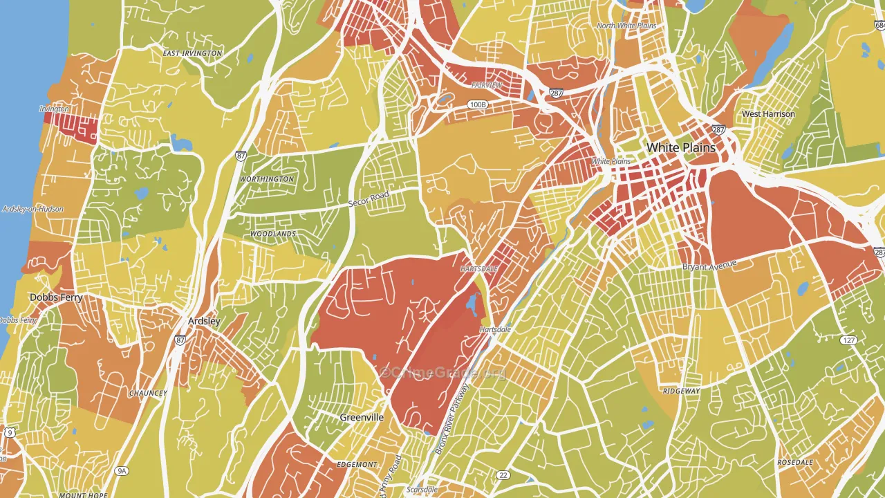 Hartsdale, NY Map of Vehicle Theft Rates