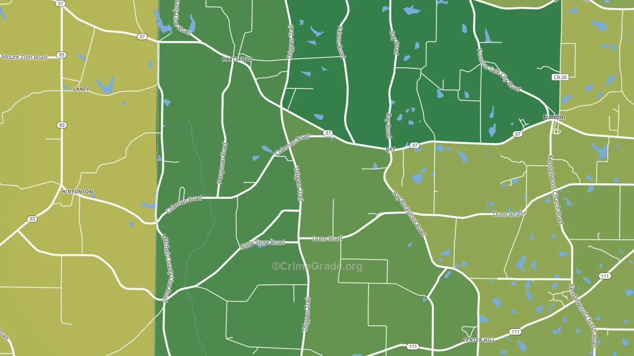 Hartsfield, GA Map of Vehicle Theft Rates