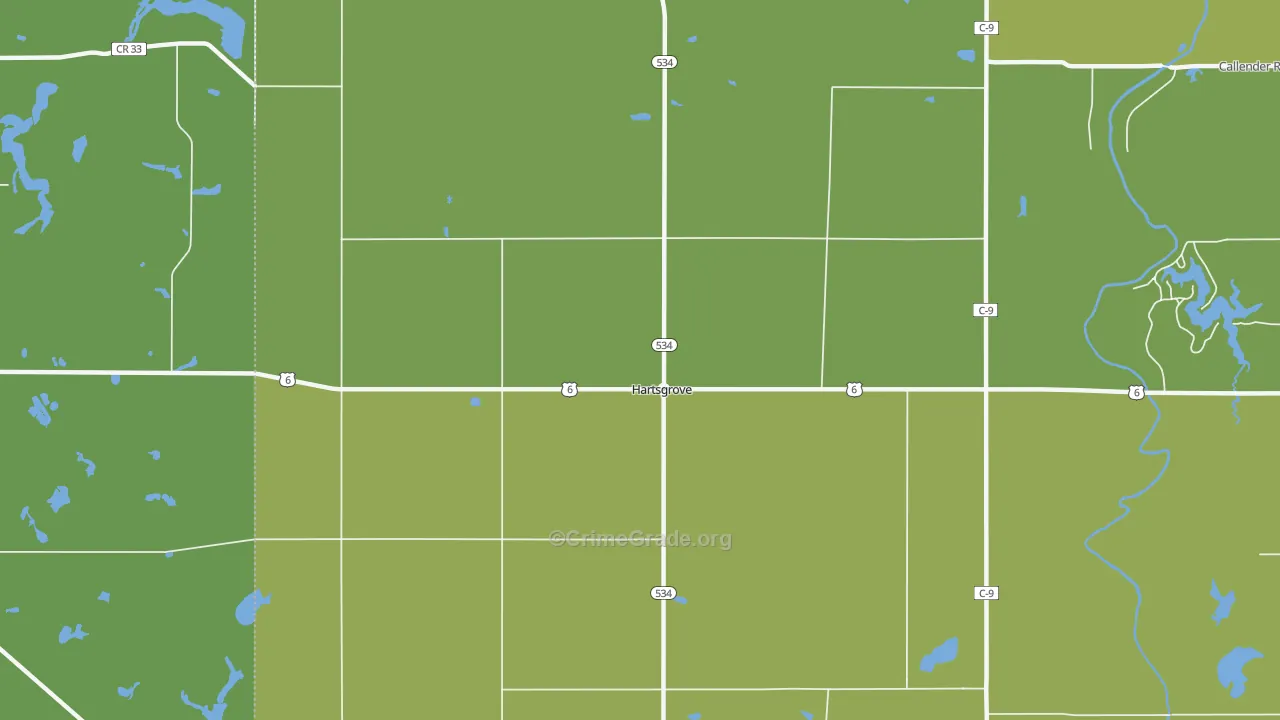 Hartsgrove, OH Map of Vehicle Theft Rates